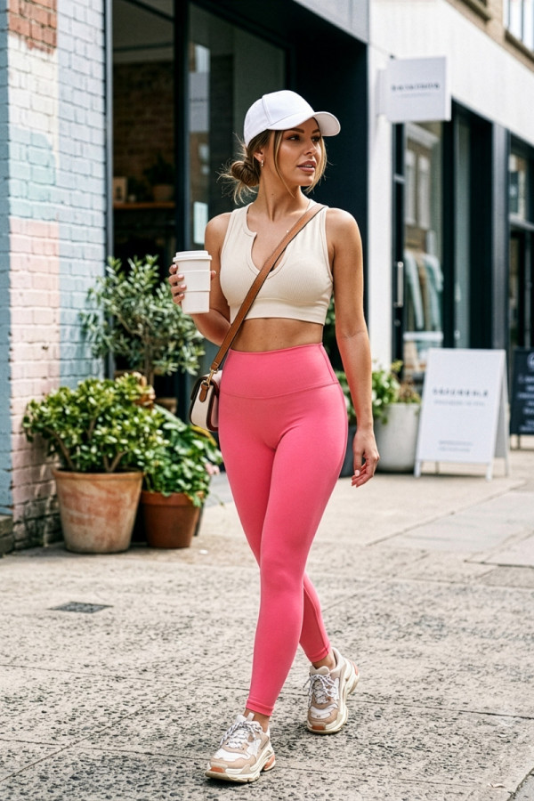 Women's leggings Freever JF21033 neon pink, Фото №3- freever.ua