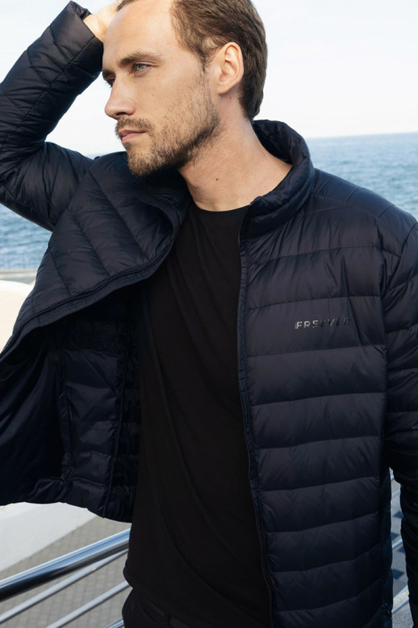 Freever WF 2116 men's down jacket is dark blue, Фото №5- freever.ua