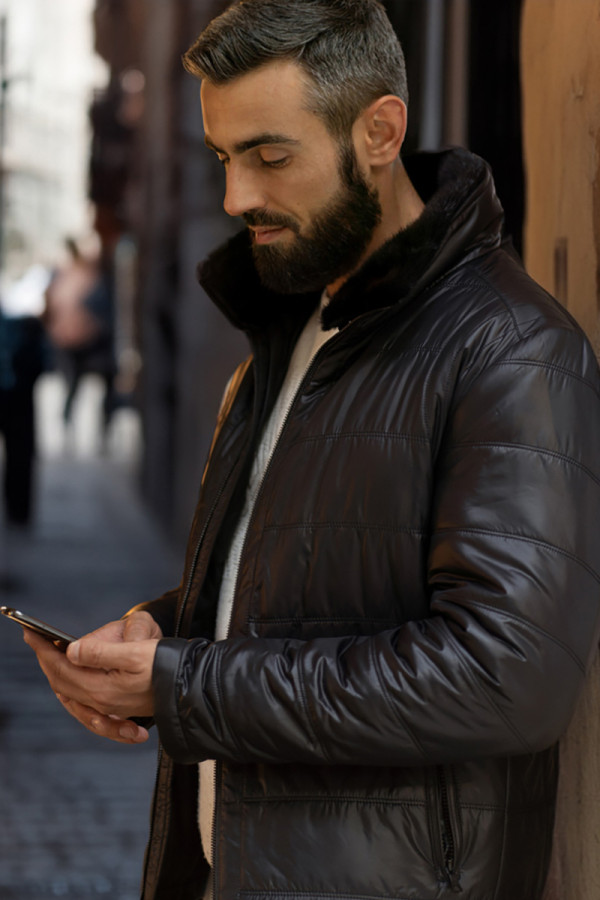 Camel wool jacket for men Freever WF 2117 black, Фото №8- freever.ua