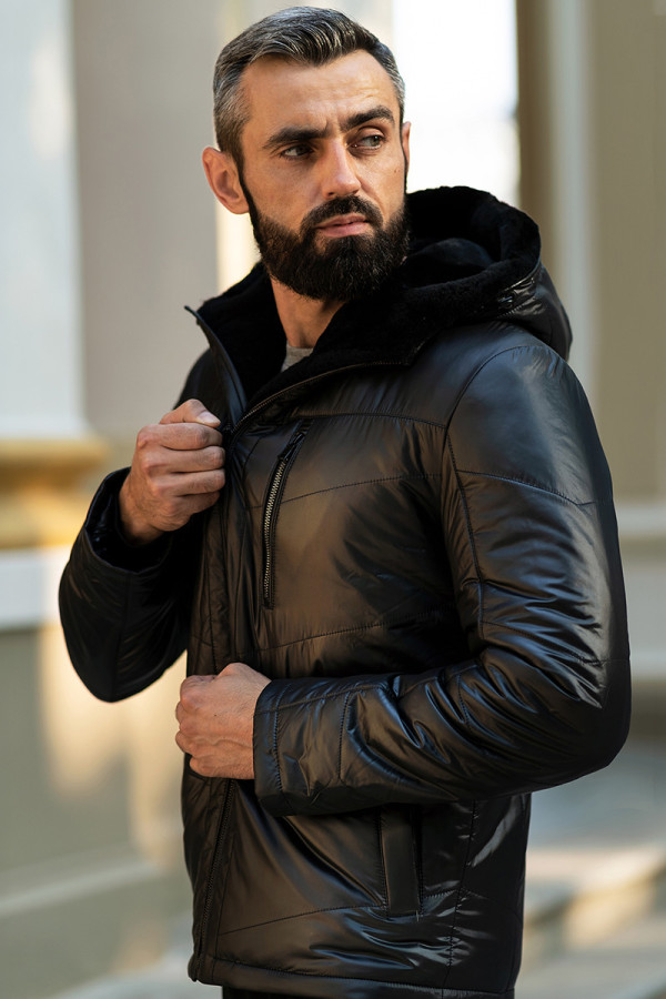 Herrenjacke aus Kamelhaar Freever WF 2118 schwarz, Фото №4- freever.ua