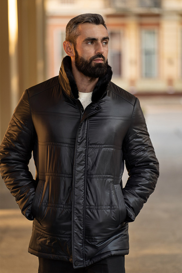 Camel wool jacket for men Freever WF 2148 black