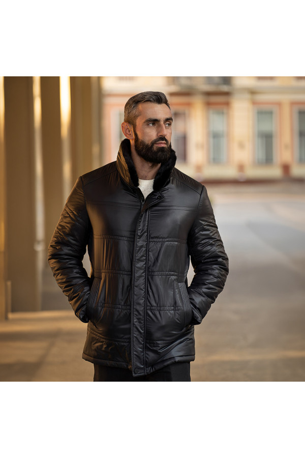 Herrenjacke aus Kamelwolle Freever WF 2148 schwarz