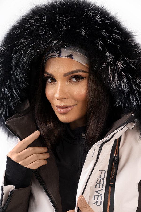 Women's ski jacket Freever NF 21630 beige, Фото №3- freever.ua