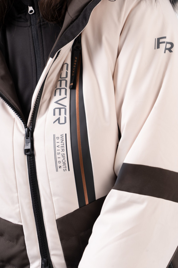 Women's ski jacket Freever NF 21630 beige, Фото №5- freever.ua