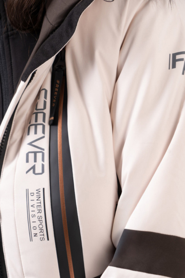Women's ski jacket Freever NF 21630 beige, Фото №5- freever.ua