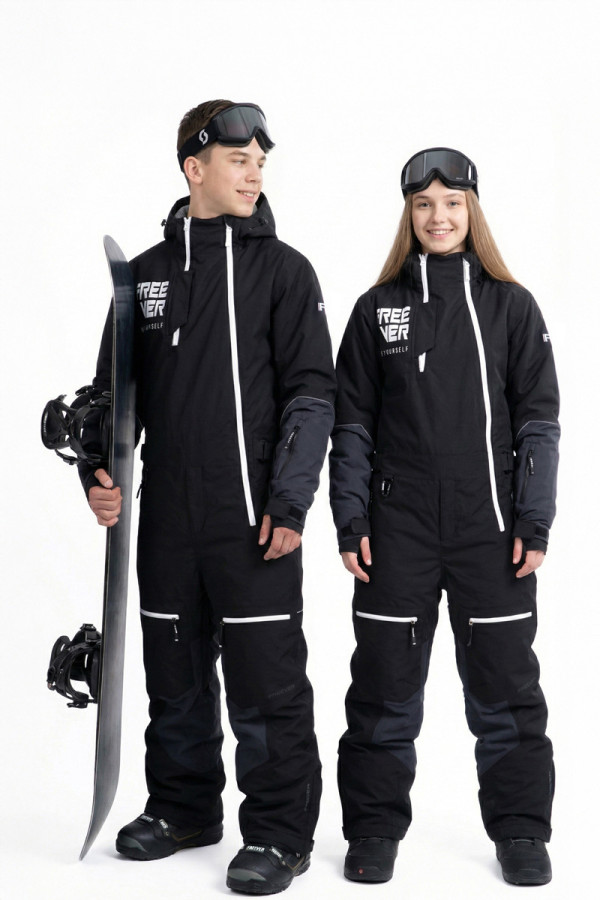 Freever NF 21644 black teen ski suit, Фото №2- freever.ua
