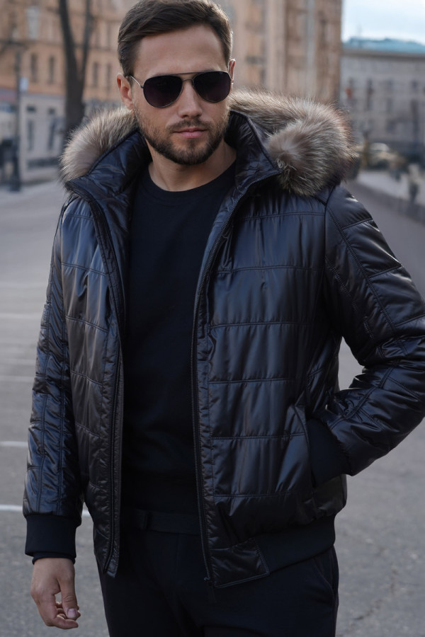 Herrenjacke aus Kamelwolle Freever UF 2343 schwarz, Фото №2- freever.ua