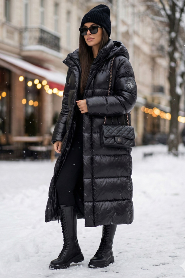 Women's down coat Freever NF 2529 black, Фото №2- freever.ua