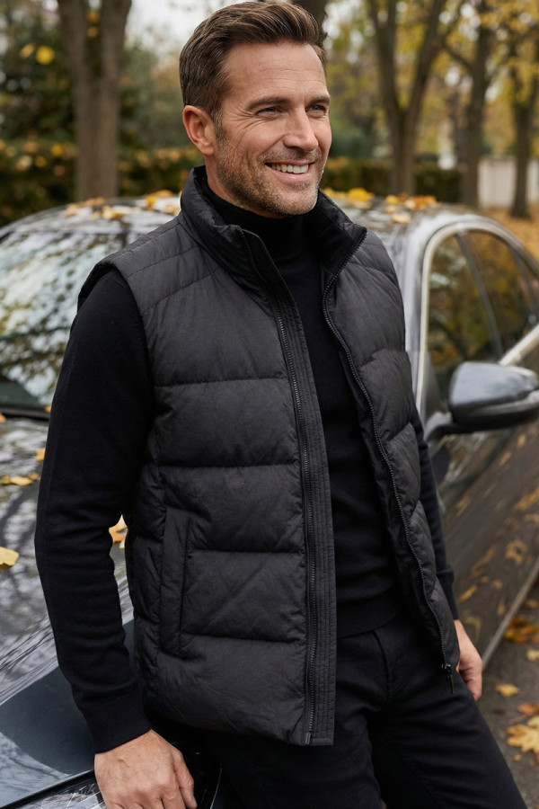 Men's down vest Freever NF 2552 black, Фото №3- freever.ua