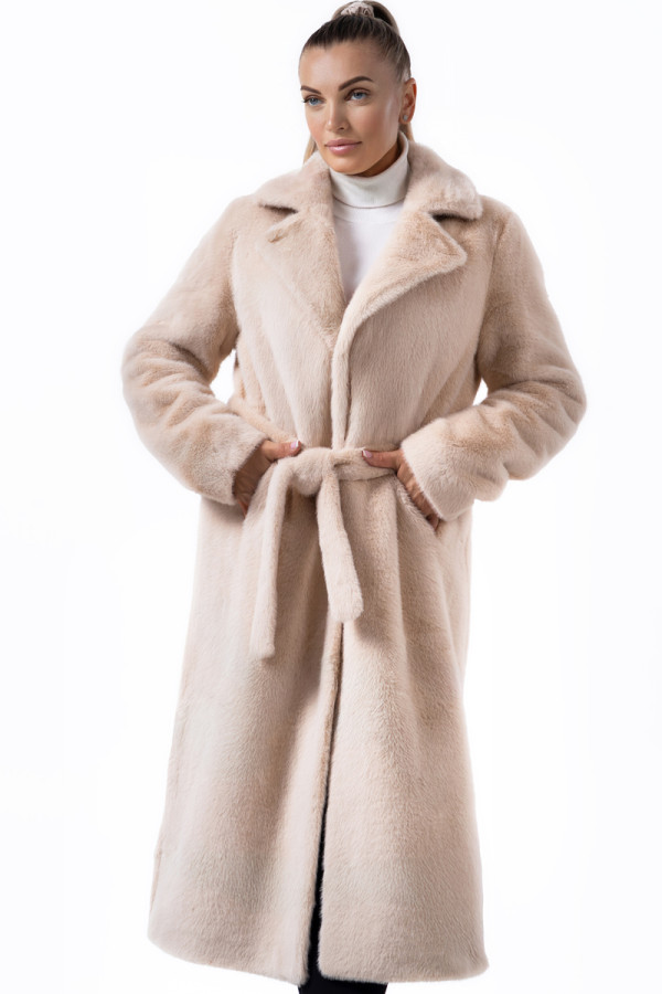 Eco-coat for women Freever UF 28325 beige, Фото №2- freever.ua
