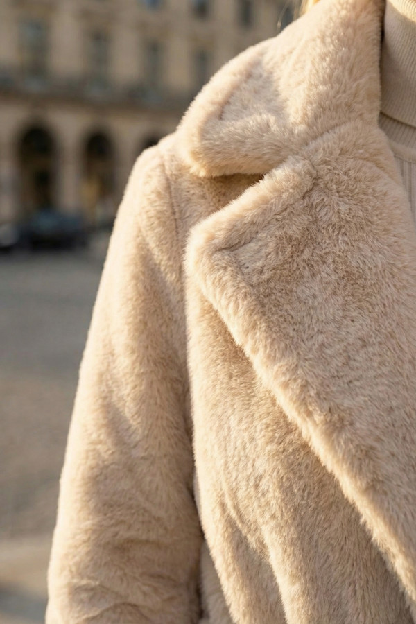 Öko-Pelzmantel für Damen Freever UF 28325 beige, Фото №4- freever.ua
