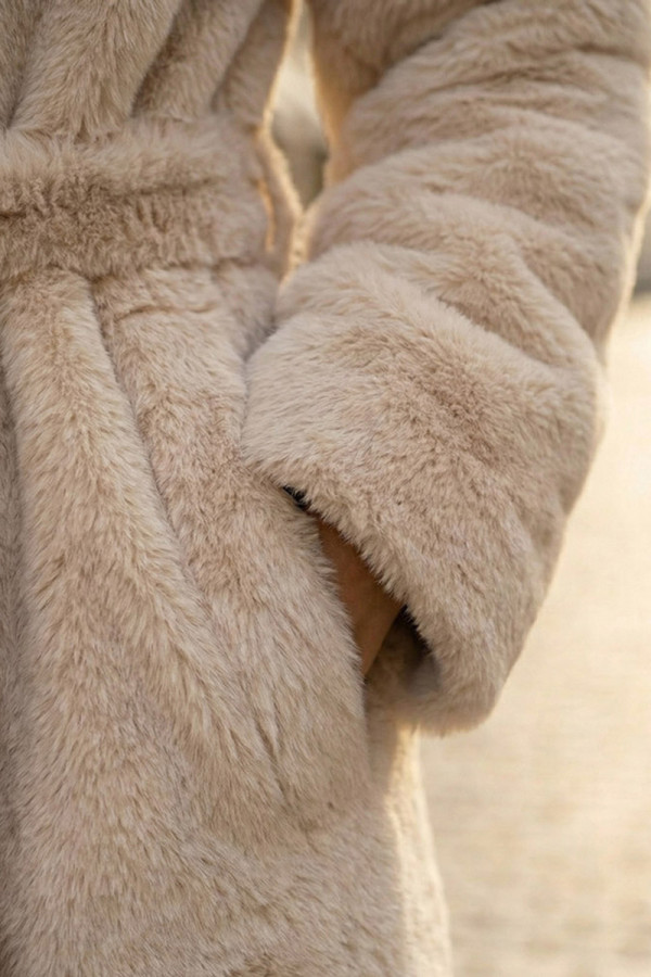 Öko-Pelzmantel für Damen Freever UF 28325 beige, Фото №6- freever.ua