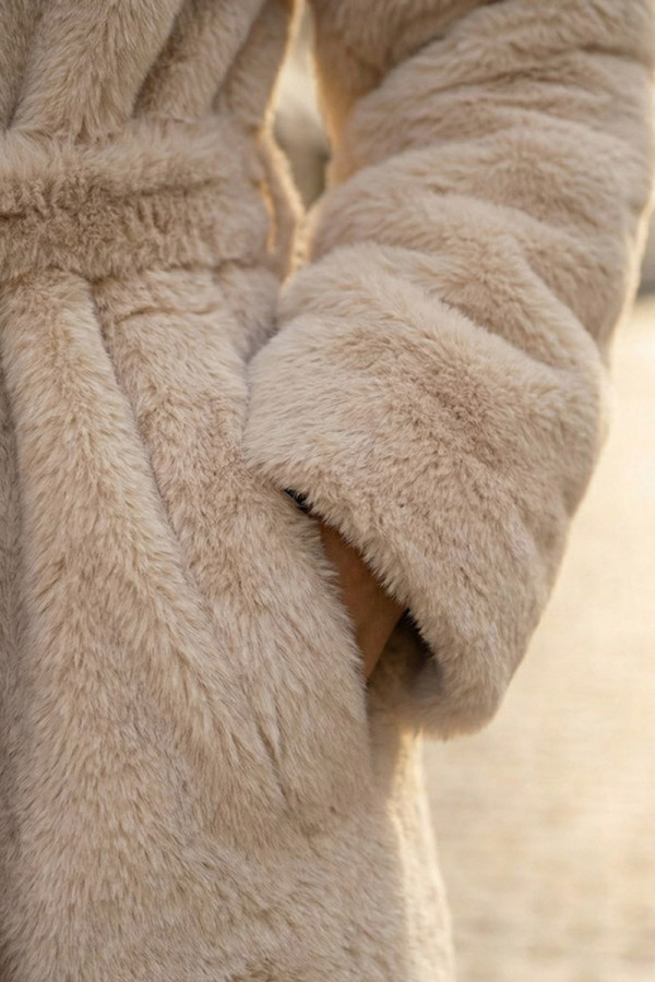 Eco-coat for women Freever UF 28325 beige, Фото №6- freever.ua