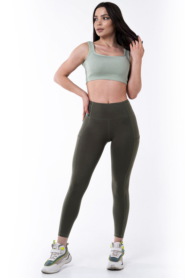 Fitness leggings for women Freever WF 3951 khaki, Фото №2- freever.ua