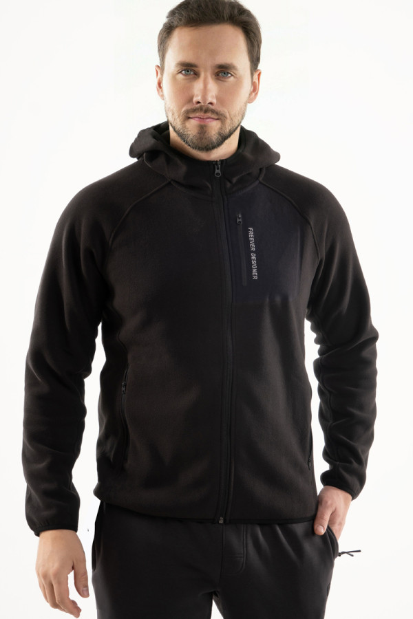 Men's fleece jacket Freever UF 8411 black, Фото №2- freever.ua