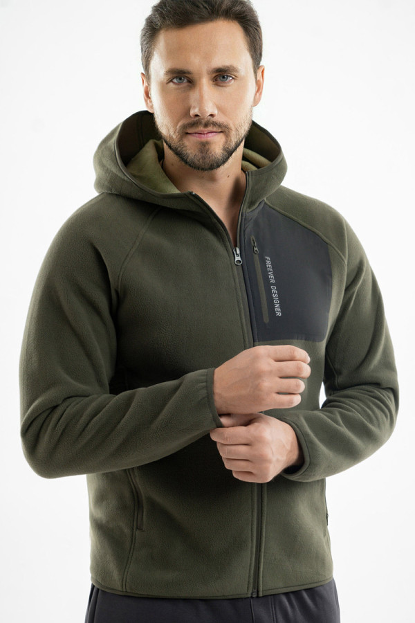 Men's fleece jacket Freever UF 8411 khaki, Фото №2- freever.ua