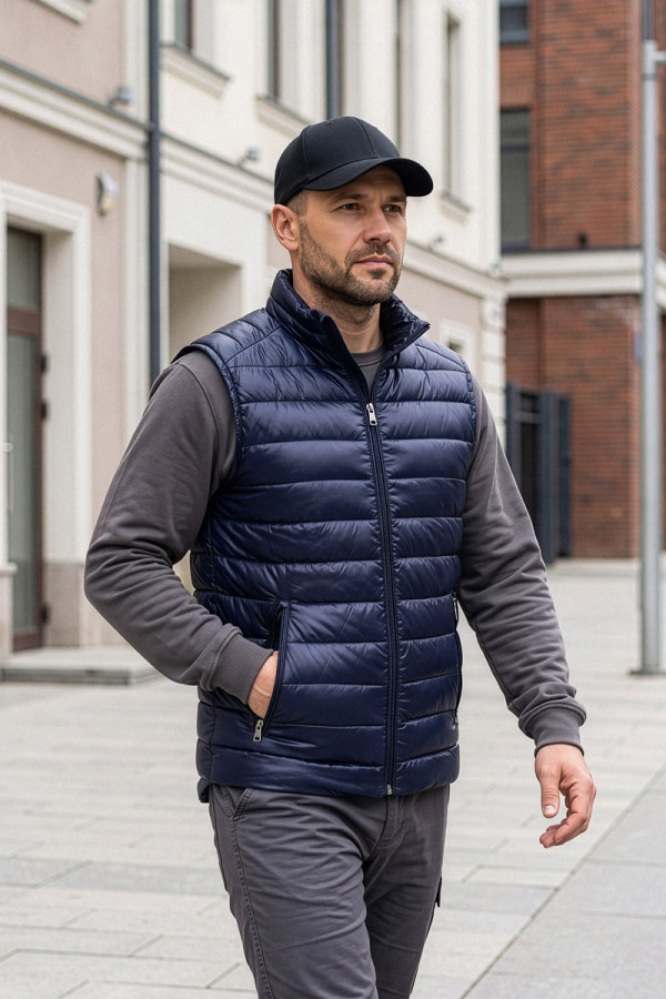 Men's down vest Freever NF 916 dark blue, Фото №2- freever.ua