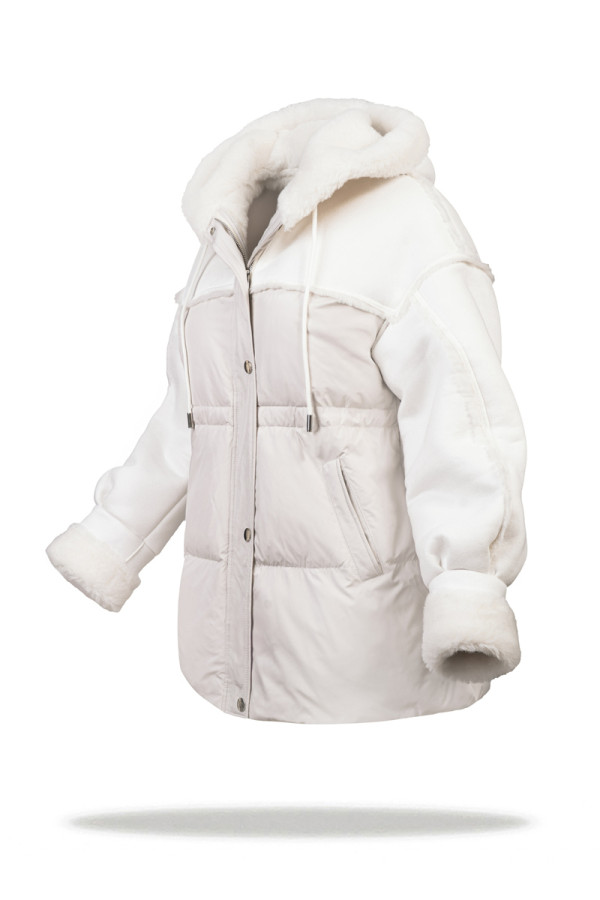 Women's eco-sheepskin coat Freever UF 9162 milk, Фото №2- freever.ua