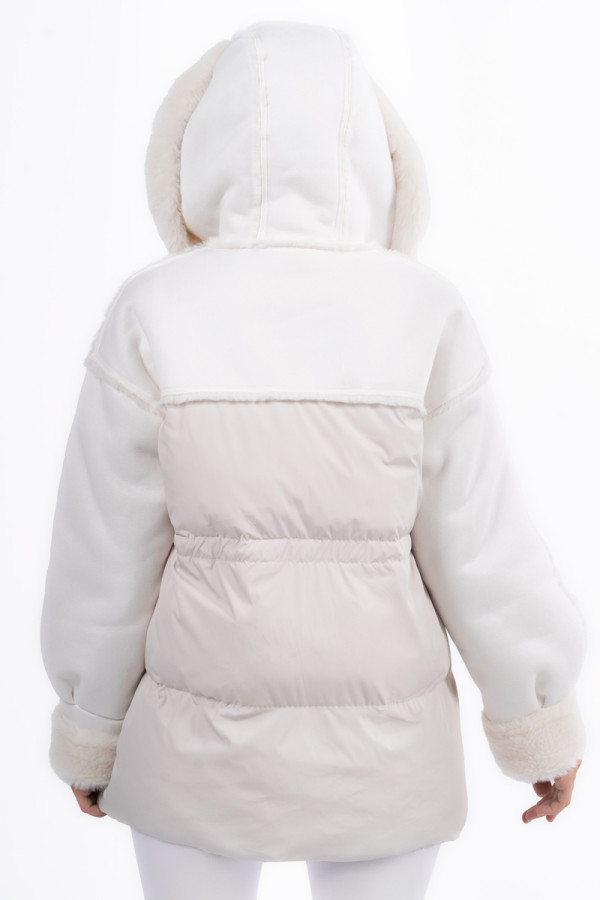 Women's eco-sheepskin coat Freever UF 9162 milk, Фото №8- freever.ua