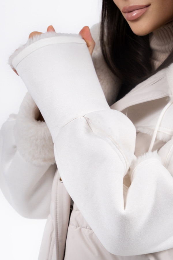 Women's eco-sheepskin coat Freever UF 9162 milk, Фото №5- freever.ua